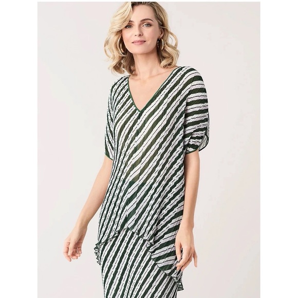 Diane von Furstenberg Jolene Pleated Striped Chiffon Top - Picture 4 of 11
